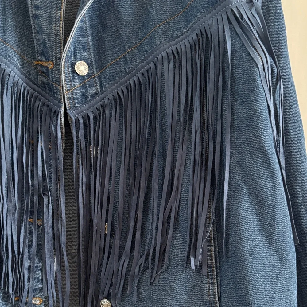 Denim Fringe Jacket - Festival Jacket - Picture 2 of 4